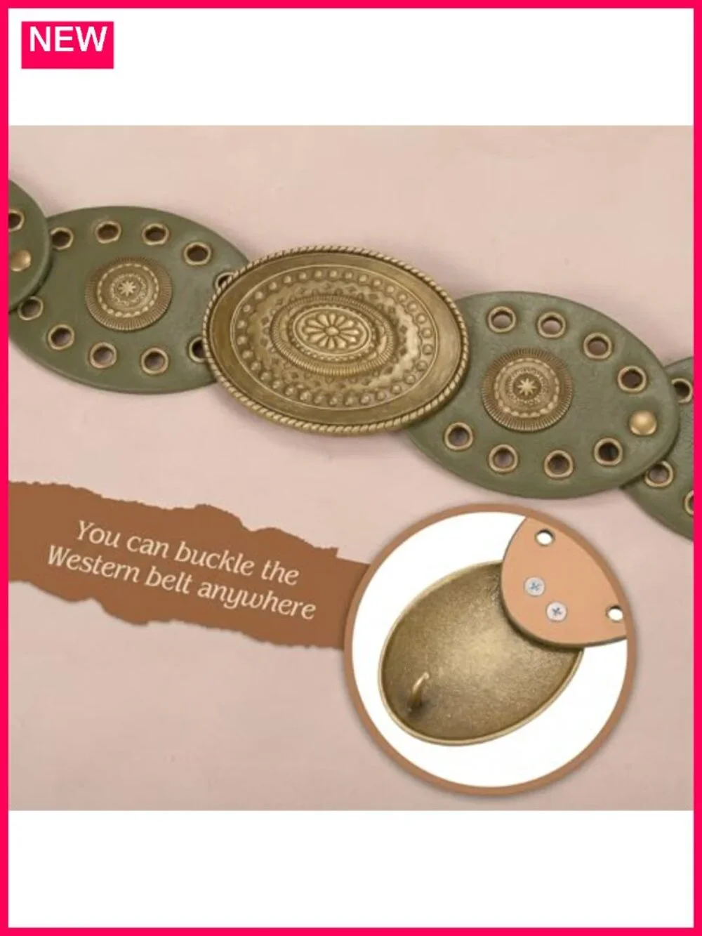 Vintage Disc Concho Western Belt PU Leather Metal Cowgirl Boho Festival